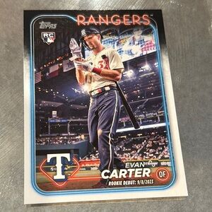 Topps Rangers Rookie Card Evan Carter